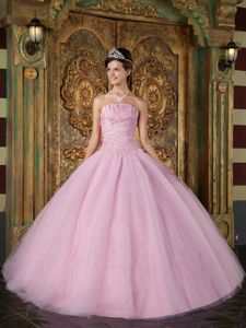 Beading ruched Bodice Quinceanera Gowns Floor-length in Tulle