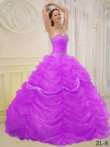 Traditional Beading Sweetheart Dresses for a Quince with Pick-ups