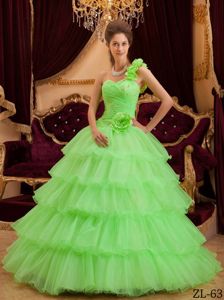 Multi-tiered One Shoulder Beading Quinceanera Dresses with Ruche