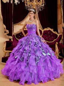 Leopard Printed Ruffled Layers Quinceanera Dresses with Beading