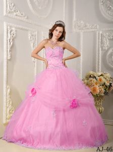 Wholesale Appliques Sweet Sixteen Dress with Hand Made Flowers