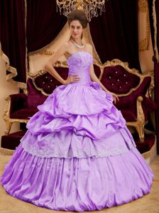 Exquisite Strapless Taffeta Appliques Quinceanera Dress with Ruche