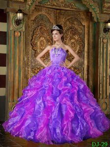 Exquisite Multi-colored Strapless Organza Ruffles Quinceanera Dress