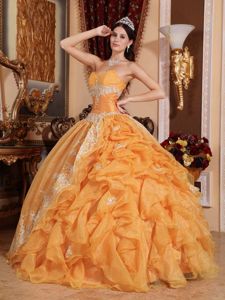 Orange Sweetheart Quinceanera Dresses with Ruffles and Appliques