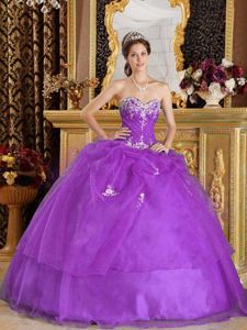 Luxurious Sweetheart Beading Appliques Ball Gown Quinces Dresses