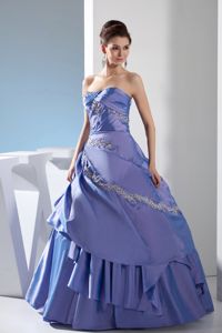 Princess Strapless Appliques Decorate Pleated Sweet 15 Dresses