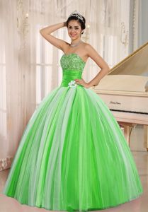 Multi-colored Strapless Beading Ruches and Pleats Sweet 15 Dresses