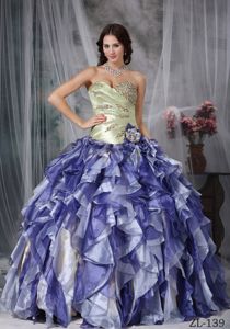 Multi-colored Ruffles Sweet 16 Dress with Ruched Beading Bodice