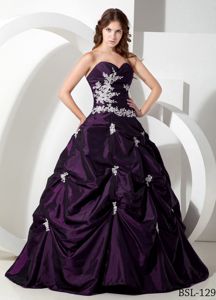 Impressive Pick-ups Appliques Quinceanera Dresses in Dark Purple