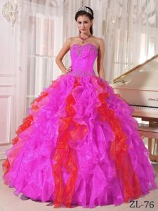 Two-toned Ruffles Organza Beaded Dress Quinceanera for Summer
