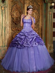 Fashionable Taffeta and Tulle Purple Sweet 16 Dresses with Beading