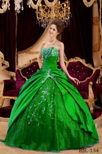 Best Green Ball Gown Dresses for a Quinceanera with Embroidery