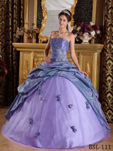 Hand Made Flowers Quinceanera Gowns with Ruches and Beading