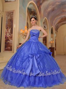 Beautiful Strapless Beaded Sweet 16 Dresses with Bow and Sequins