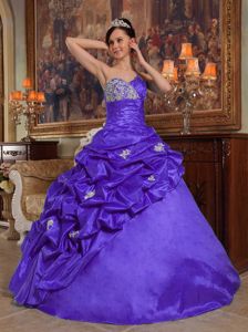 Blue Sweetheart Beading Appliques Pick-ups Dress for Quince