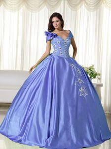 off the Shoulder Embroidery Bodice Pleated Quinceanera Dresses