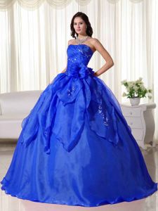 Royal Blue Strapless Embroidery Ball Gown Quinceanera Dresses