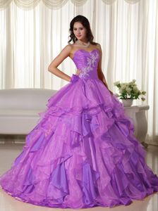 Lavender Sweetheart Appliques and Ruffles Accent Quince Dresses