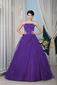 Elegant Strapless Beaded Purple Quinceanera Gowns Dresses