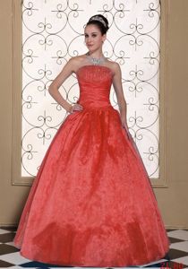 Unique Strapless Beaded Rust Red Quinceanera Dress in Fashion