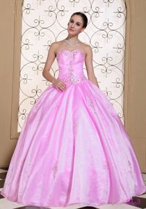 Dreamy Sweetheart Beaded Rose Pink Quinceanera Party Dress