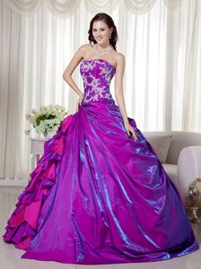 Free Shipping Ruffled Appliqued Purple Dress for a Quinceanera