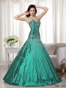 Low Price A-line Turquoise Quinceanera Gowns with Embroidery