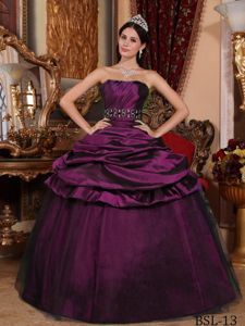 2012 Hot Sale Purple Strapless Beaded Quinceanera Gown Dress