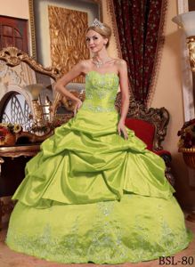Brand New Sweetheart Pick-ups Yellow Green Sweet 15 Dresses