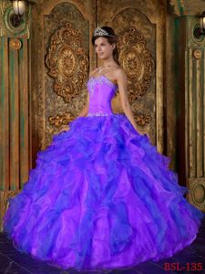 Custom Made Two-toned Sweet 16 Dress with Appliques Ruffles