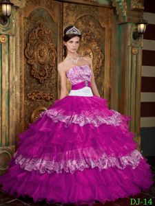 Fuchsia Strapless Ruffled Layers Sweet 16 Dresses with Zebra Print Jessica Simpson dress
