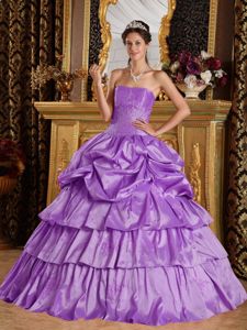 Lovely Lilac Embroidery Quinceanera Dress with Ruffled Layers