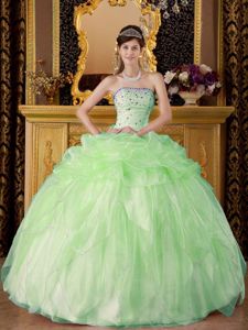 Pretty Apple Green Pick-ups Quinceanera Dresses with Beading