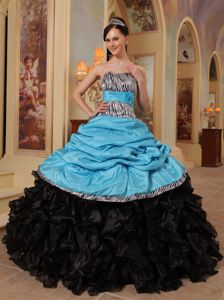 Gorgeous Zebra Print Dress Quinceanera with Pick-ups and Ruffles