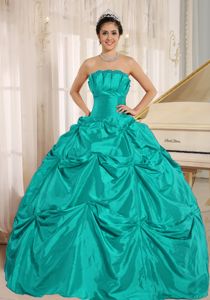 Simple Ball Gown Floor-Length Turquoise Quinceanera Dress