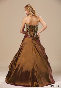 A-line Sweetheart Appliqued Brown Quinces Dresses under 200
