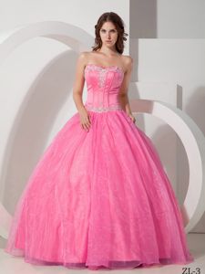 Appliqued Beaded Rose Pink Quinceanera Dresses under 200
