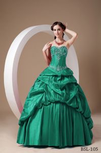A-line Sweetheart Pick-ups Turquoise Quince Dresses for Rent