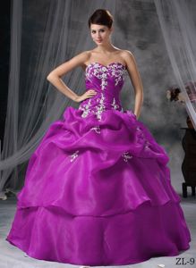 Sweetheart Pick-ups Appliqued Fuchsia Quinces Dresses 2012