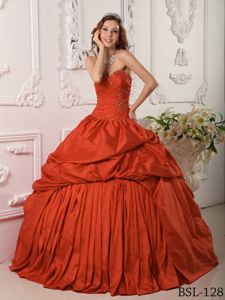 2014 Exquisite Rust Red Beaded Sweet 15 Dresses for Wholesale