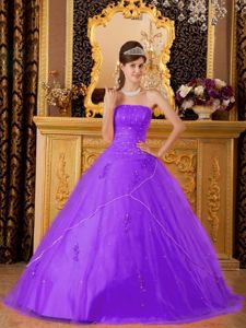 Brand New Princess Strapless Beaded Purple Sweet 15 Dresses