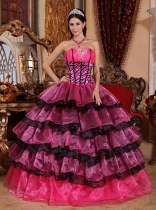 Colorful Multi-tiered Strapless Quinces Dresses with Ruches Plus