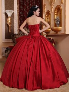 Red Strapless Beading Lace up Back Ruffled Sweet Sixteen Dresses