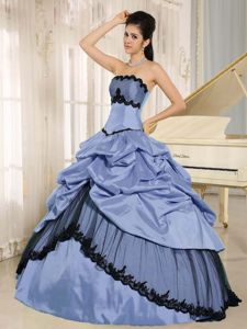 Exquisite Pick-Ups Appliqued Lilac and Black Quinceanera Gowns