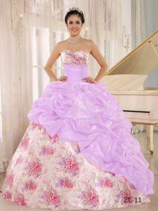 Design Sweetheart Pick Ups Printing Multi-color Quince Dresses