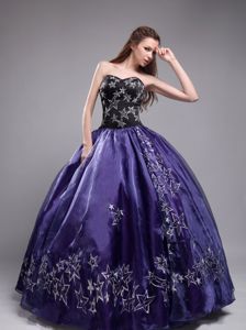 Qualified Dark Purple Fitted Dress for Quince with Embroidery