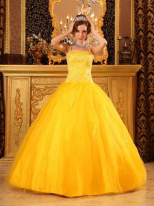 Spaghetti Straps Beaded Ball Gown Tulle Sweet Sixteen Dresses