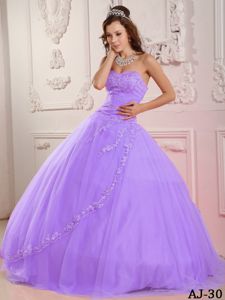 Lavender Sweetheart Quinceanera Gown Dresses with Appliques