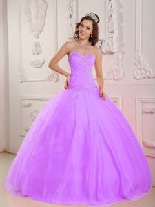 Lilac Sweetheart Floor-length Tulle Dress for Quinceanera