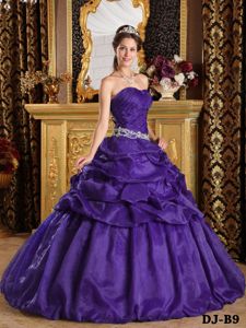 Purple Sweetheart Dress for Quinceanera with Pick-ups On Sale